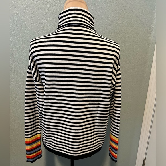 Boutique Black White multicolored mock neck turtle neck boxy Sweater - Picture 4 of 5